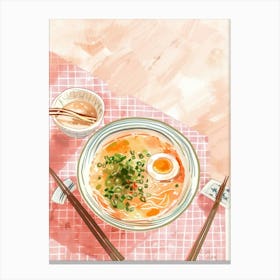 Pink Breakfast Food Miso Soup 3 Canvas Print