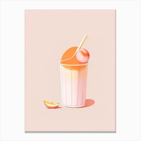 Peach Milkshake Dairy Food Minimal Line Drawing 2 Canvas Print