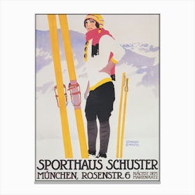 Sporthaus Schuster Germany Vintage Ski Poster Canvas Print