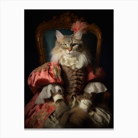 Cat In Medieval Robes Rococo Style  11 Canvas Print