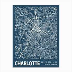 Charlotte Blueprint City Map 1 Canvas Print