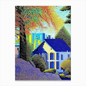 Eugene, City Us  Pointillism Canvas Print