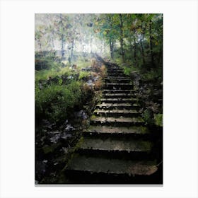 Stone Steps In The Forest, Oil Painting Canvas Print