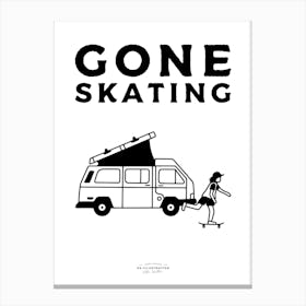 Gone Skating Fineline Illustration Poster Canvas Print