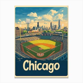 Aihrgdesign A Retro Travel Poster For Chicago Featuring The H 0c5f732c 6619 4d74 8b49 044abfd9d591 3 Canvas Print