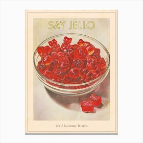 Red Gummy Bears Vintage Advertisement Illustration 3 Poster Canvas Print