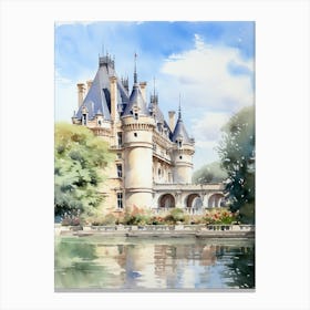 Chateau De Chantilly Gardens France Watercolour Canvas Print