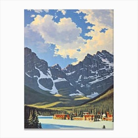 Lake Louise, Canada Ski Resort Vintage Landscape 1 Skiing Poster Canvas Print