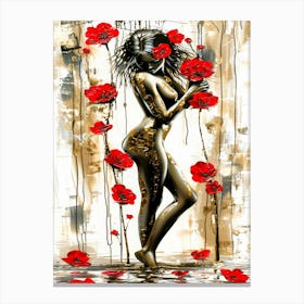 Posing With Flowers - Posing Style Canvas Print