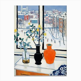 The Windowsill Of Harbin   China Snow Inspired By Matisse 2 Canvas Print