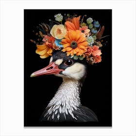 Bird With A Flower Crown Grebe 2 Canvas Print
