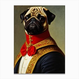 Pug 2 Renaissance Portrait Oil Painting Canvas Print