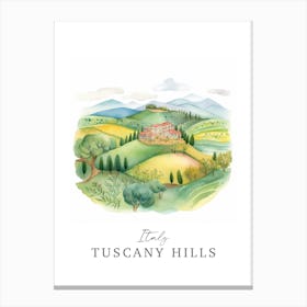 Italy Tuscany Hills Storybook 1 Travel Poster Watercolour Canvas Print