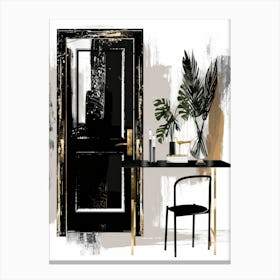 Black And Gold Door Canvas Print