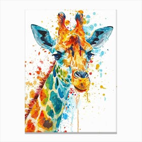 Giraffe Paint Drip Watercolour Canvas Print