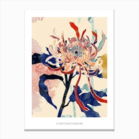 Colourful Flower Illustration Poster Chrysanthemum 1 Canvas Print
