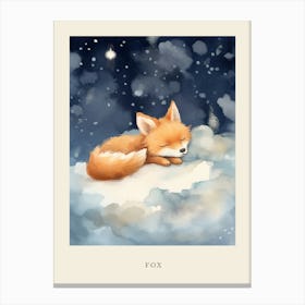 Baby Fox 7 Sleeping In The Clouds Nursery Poster Canvas Print