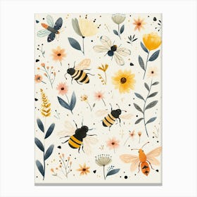 Colourful Insect Illustration Bee 12 Canvas Print
