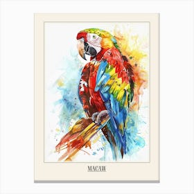 Macaw Colourful Watercolour 2 Poster Canvas Print