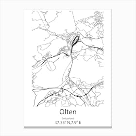 Olten,Switzerland Minimalist Map Canvas Print