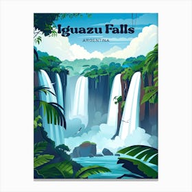 Iguazu Falls Argentina Scenic Travel Illustration Toile