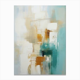 Teal And Beige Abstract Raw Painting 1 Canvas Print