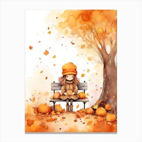 Cute Autumn Fall Scene 13 Canvas Print