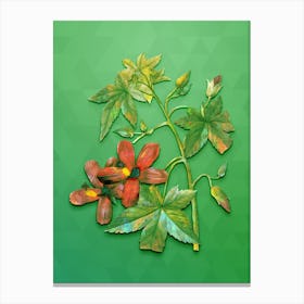 Vintage Lavatera Phoenicea Botanical Art on Classic Green n.1170 Canvas Print