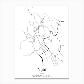 Nijar,Spain Minimalist Map Canvas Print