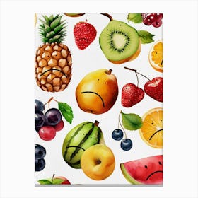 Sad Fruits Watercolor Painting Canvas Print