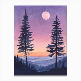 Sunset With Pine Trees 1 Canvas Print