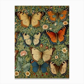 William Morris Butterflies In A Garden Canvas Print