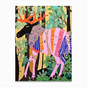 Maximalist Animal Painting Moose 2 Canvas Print