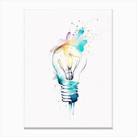 Lightbulb Symbol Minimal Watercolour Canvas Print