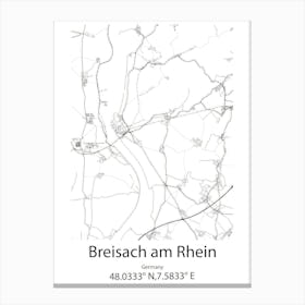 Breisach Am Rhein,Germany Minimalist Map Canvas Print