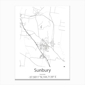 Sunbury,Australia Minimalist Map Canvas Print