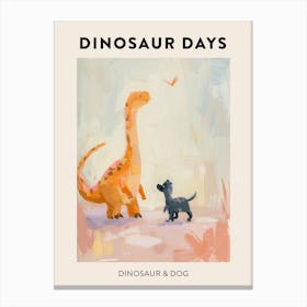 Dinosaur & A Dog Poster 3 Canvas Print