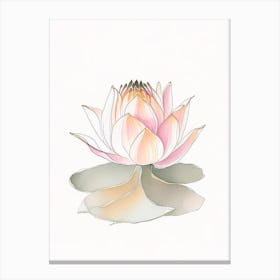 Lotus Flower, Buddhist Symbol Pencil Illustration 2 Canvas Print