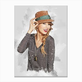Taylor Swift Hat Watercolor Canvas Print