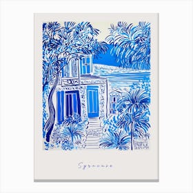 Syracuse Italy Blue Drawing Poster Canvas Print