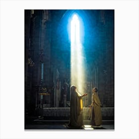 A Digital Painting Capturing The Moment Of Resurrection A Sheer Clad Figure Imbued With Spiritualit (1) 1 Canvas Print