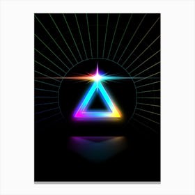 Neon Geometric Glyph in Candy Blue and Pink with Rainbow Sparkle on Black n.0004 Canvas Print