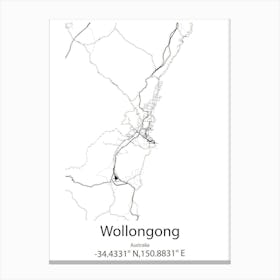 Wollongong,Australia Minimalist Map Canvas Print