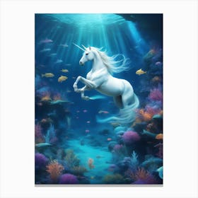 Unicorn Underwater Canvas Print