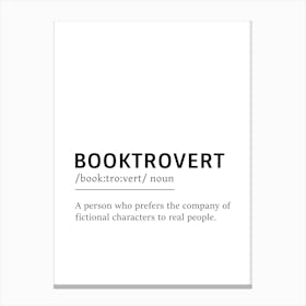 Booktrovert Definition Poster - Dictionary Canvas Print