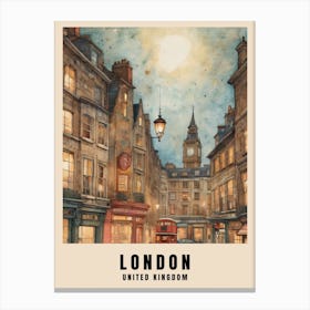 London Travel Poster Vintage United Kingdom Painting (6) Canvas Print