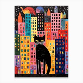 New York City, United States Skyline With A Cat 2 Canvas Print