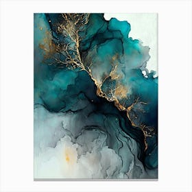 Elegant Blue Abstract Painting Canvas Print