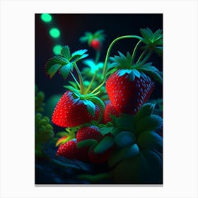 Alpine Strawberries, Plant, Neon Nights 1 Canvas Print