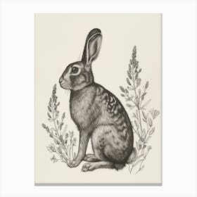 Harlequin Blockprint Rabbit Illustration 4 Canvas Print